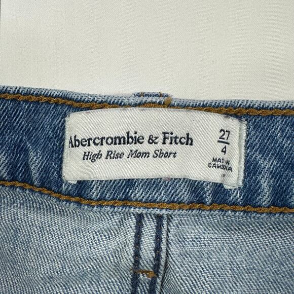 Abercrombie & Fitch Shorts Womens 27 Blue High Rise Mom Denim Distressed Raw Hem - Picture 3 of 11